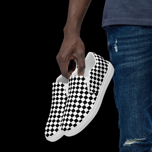 Men's Bring back the classic 70s checkerboard slip-on canvas shoes - Picture 6 of 8